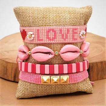 

Rttooas Pink MIYUKI Love Bracelet Women Shell Charm Bracelets Pulseria Mujer Moda 2020 Fashion Jewelry Bileklik Armband