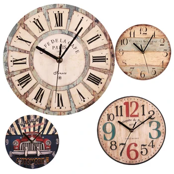 

Nordic Retro Wooden Decorative Clock Creative Antique Style Wall Clock For Kids Room Modern Design Living Room Decor Wall Watch