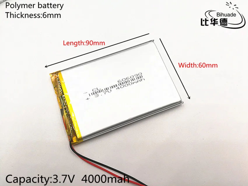 3,7 V 4000mAh 606090 полимерный литий-ионный/литий-ионный аккумулятор для планшетных ПК