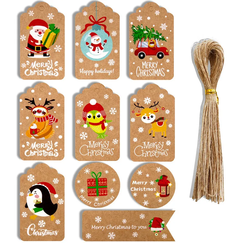 Christmas Tags Creative Decorative Hang Tags Cartoon with String Attached  Gift Tags for Present Holiday Package Party Xmas - AliExpress