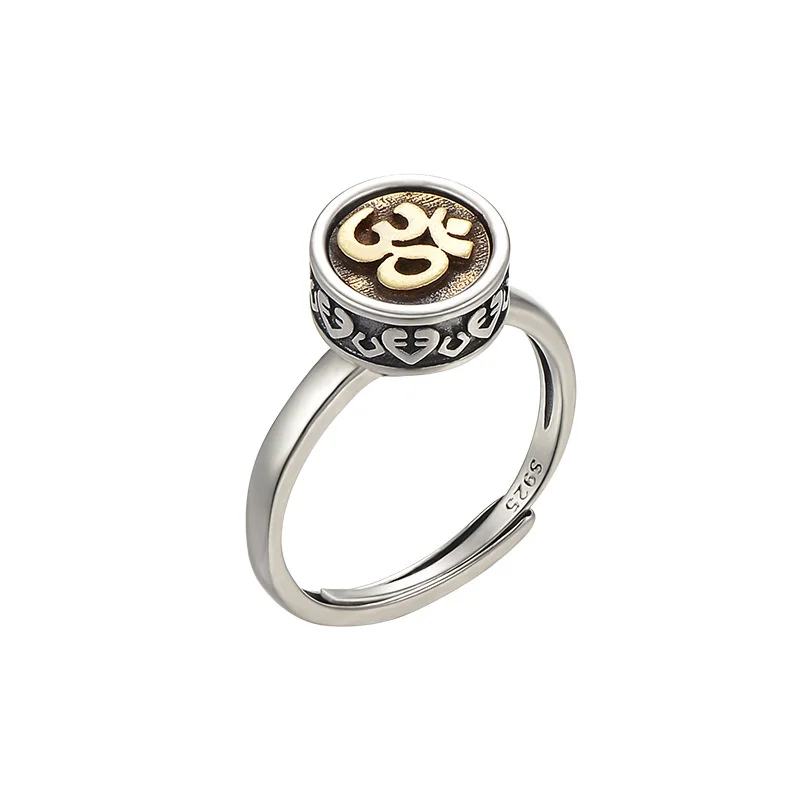 Finger Ring YIZIZAI Vintage Tibetan OM Ring For Women Men Prayer Wheel Buddhist Mantra 7 Chakras Rings Yoga Meditation Luck Jewellry Gifts finger ring,tibetan silver rings