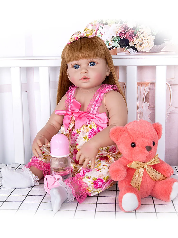 Оптом и в розницу 55 см всего тела силиконовые Reborn Baby Doll Реалистичного мягкого