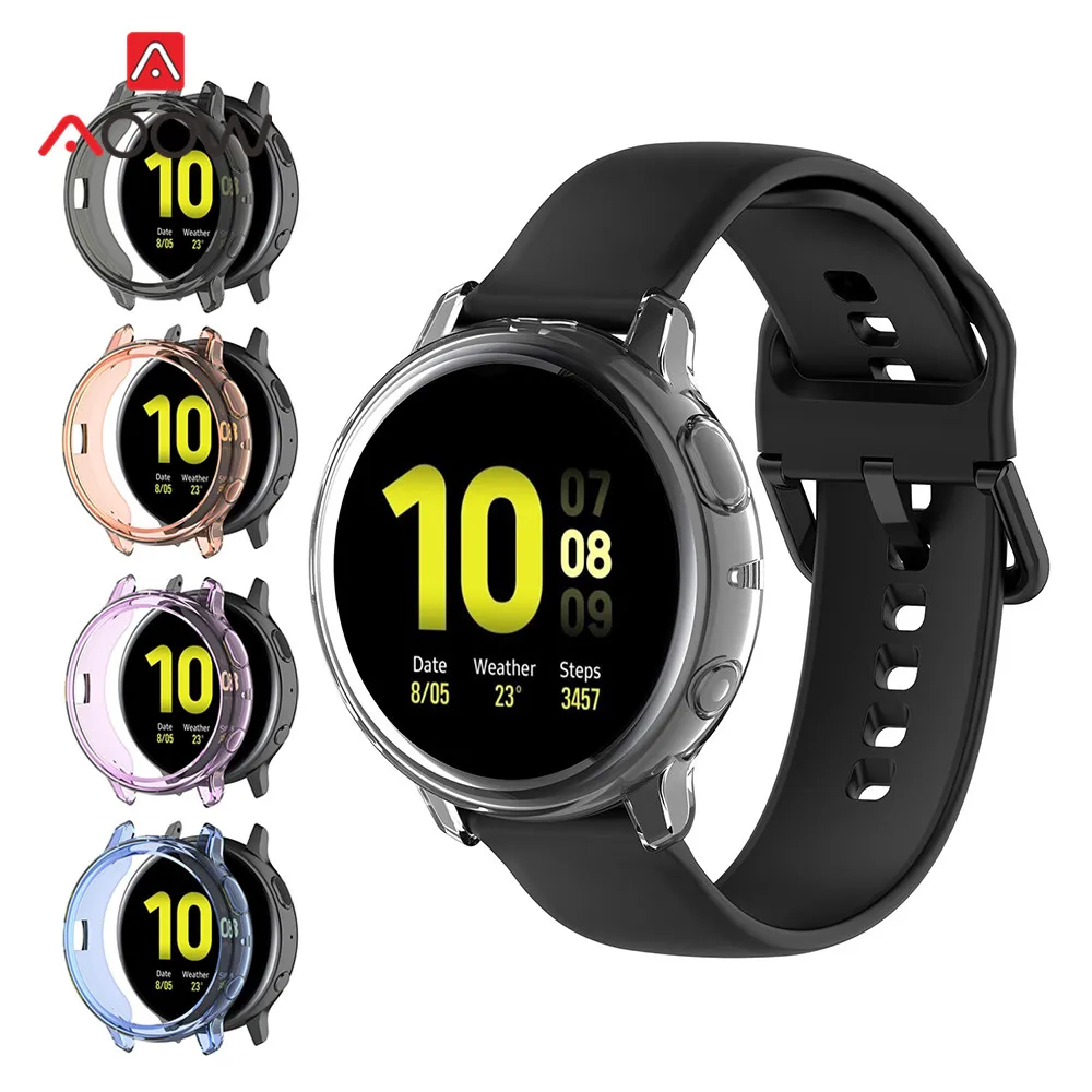 

Soft TPU Screen Protective Case for Samsung Galaxy Watch Active 2 40mm 44mm R820 R830 Active2 Clear Cover Protector Shell Frame