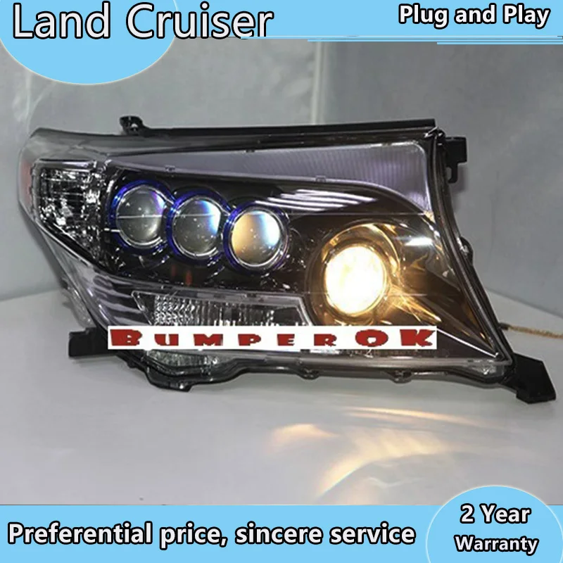 

Автомобильный Стайлинг для TOYOTA Land Cruiser LC200 FJ200, светодиодный налобный фонарь, хромированный корпус, дБ 2008-2013 года