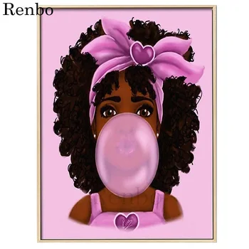 

African Women with Bubble Gum painting Diy diamond embroidery mosaic 5D diamond painting hobby puzzle mosaic cross stitch kit