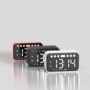 

Mini Bluetooth Speaker Alarm Clock LED Display TF Card FM Radio Birthday Gift Portable Desktop Bass Phone Subwoofer