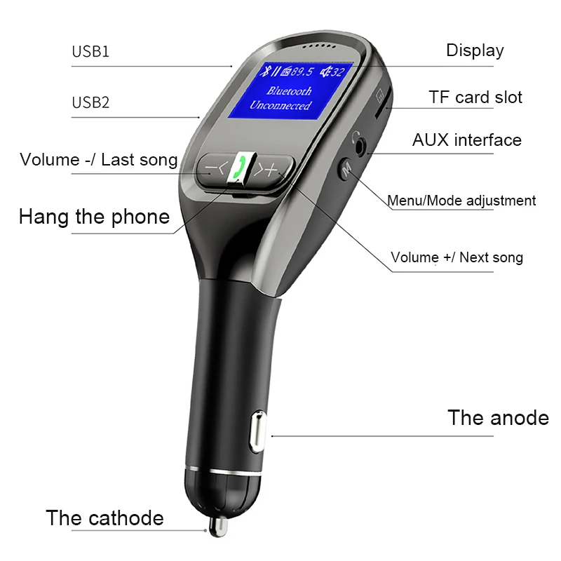 Автомобильный Bluetooth Fm трансмиттер mp3 плеер беспроводной комплект громкой связи Usb