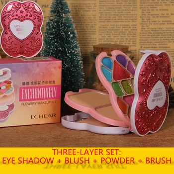 

Flower color makeup palette eyeshadow powder blush lip gloss peach makeup earth color performance makeup artist special