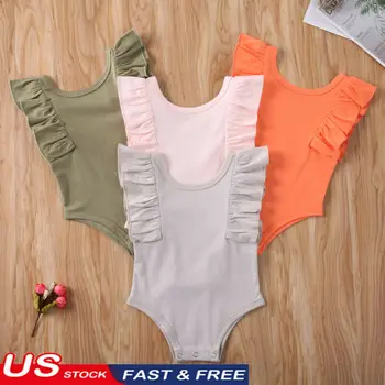 

Newborn Baby Girls Romper Clothes Summer Solid sleeveless Peter Pan Collar Romper Jumpsuit Outfits Clothes