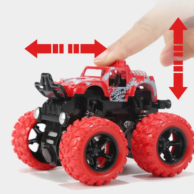 1:36 Mini Inertia Four-Wheel-Drive off-Road Vehicle Children Simulation Model Car Pull Back Stunt Car Boy Toy Car for Gift 1