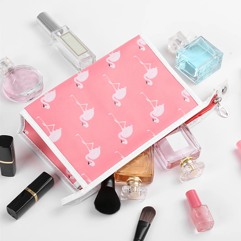 Портативная косметичка дорожная с фламинго органайзер для женщин и девушек