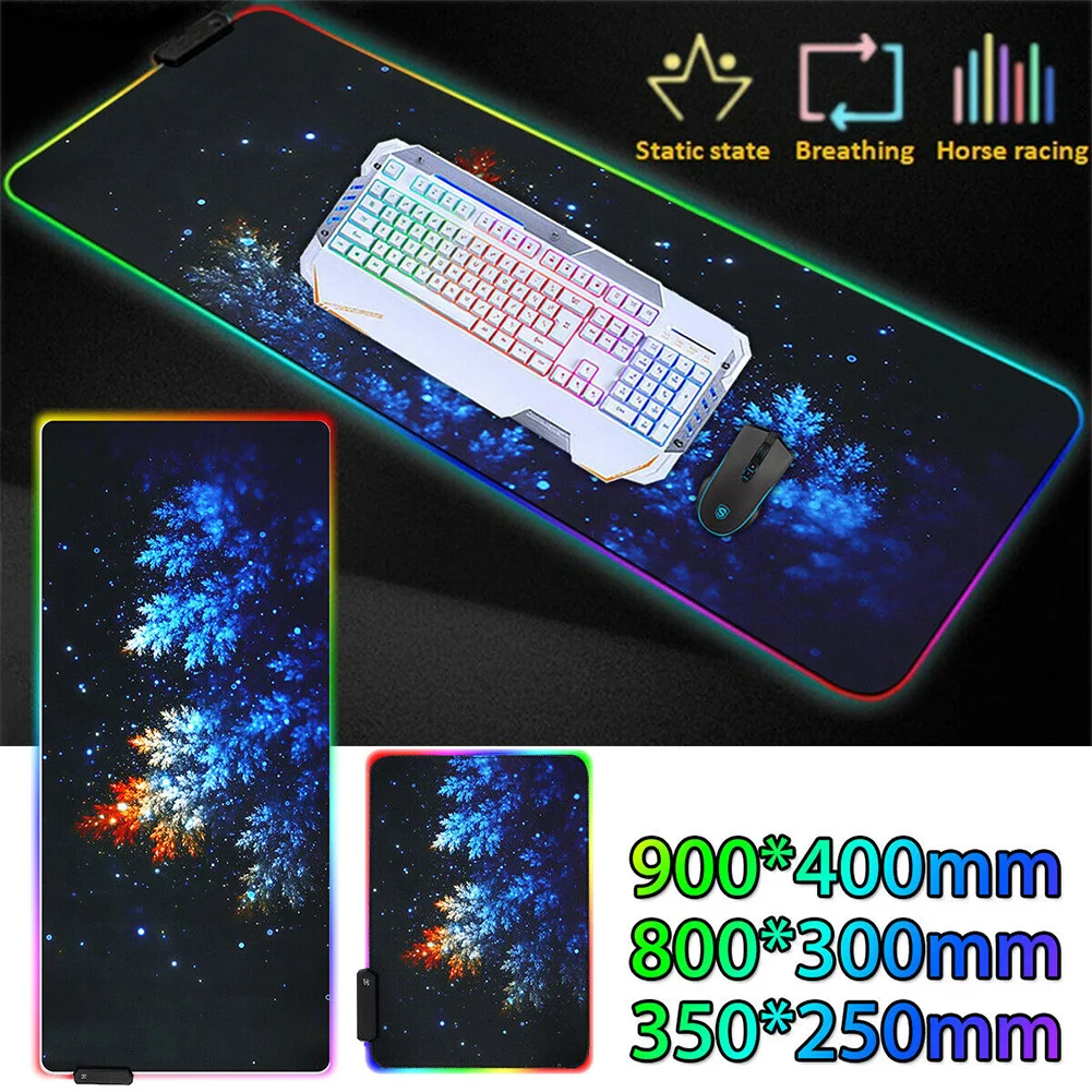 Decorative Rubber Table For PC Mouse Pad Home Office Gaming Colorful Non Slip Laptop Luminous RGB USB Cable LED Lighting