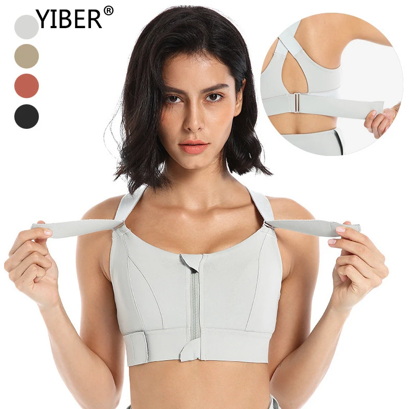 transparent bra Adjustable Sports Bra Front Zipper Bra For Women Yoga Gym Plus Size Active Bra Velcro Shockproof High Support Brassiere Top Vest bralette