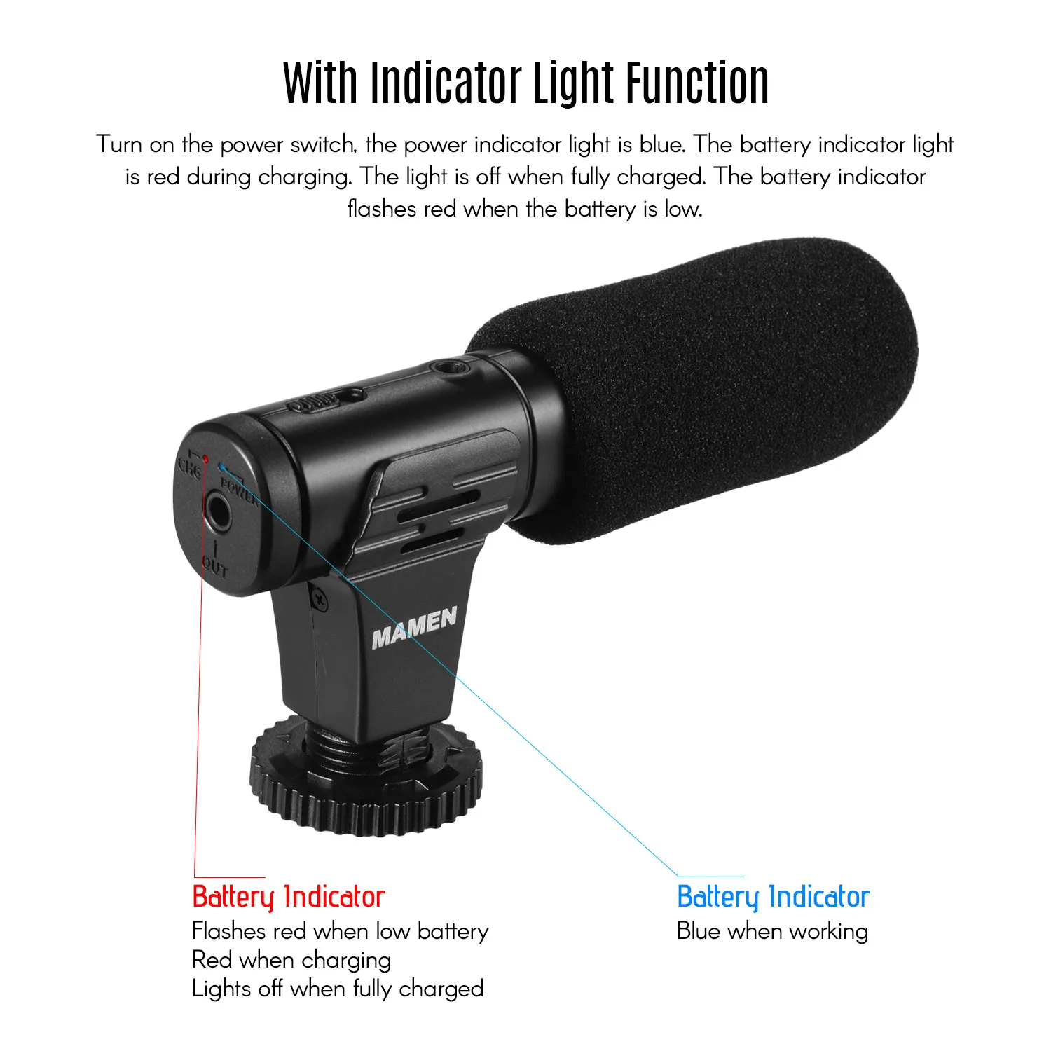 MAMEN MIC-07Pro микрофоном металлические наушники, супер-Cardioid Направленный видео мини-микрофон с функцией мониторинга в реальном времени Функция для смартфона