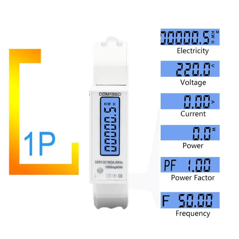 

5(100A) Single Phase Din Rail RS485 Modbus-RTU Power Consumption Energy kWh Watt Meter Energy Meter