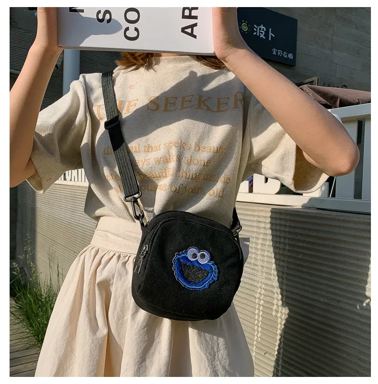 Улица Сезам сумка тканевая через плечо женская Весна стиль Мода студентов универсальная сумка через плечо Онлайн знаменитостей маленький B