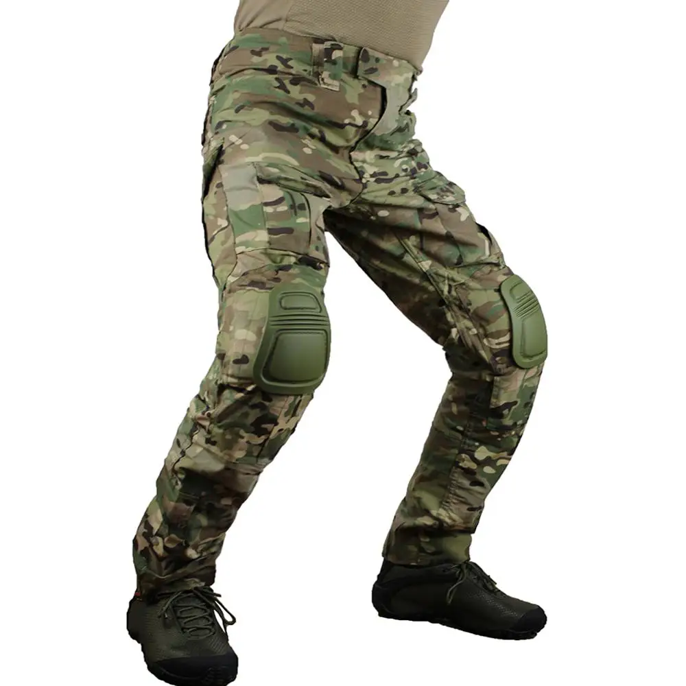 zuoxiangru Hommes Multicam Tactique Pantalon Multi-Poches Militaire Camo Extérieur Airsoft Combat Pantalon de Chasse avec genouillères 
