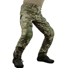 Zuoxiangru мужские Мультикам тактические брюки мульти карманы военный камуфляж Открытый страйкбол боевые охотничьи брюки с наколенниками