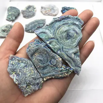 

Color Natural Agate Raw Stone Slice Electroplating Color Crystal Agate Piece Pendant Jewelry Lovers Gift Necklace