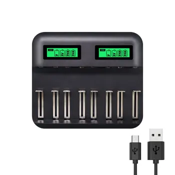 

8 Slots Intelligent LCD Display USB Battery Charger for AA AAA C D Size Battery