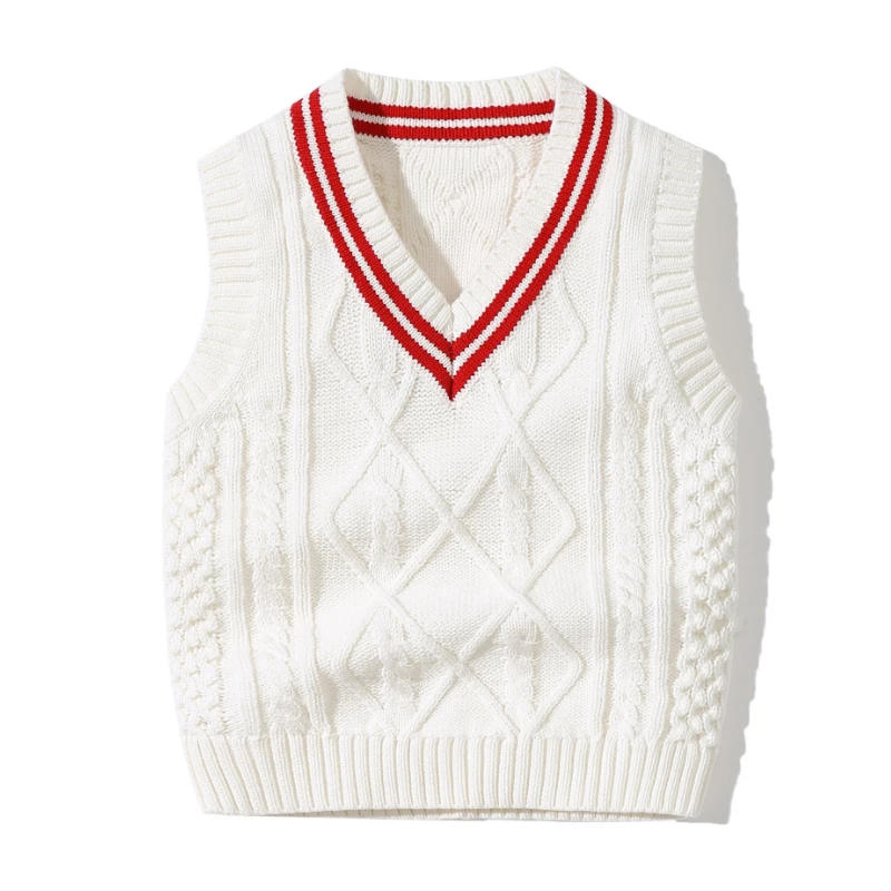 Yimutian Pull Sans Manche Garçons Filles Gilet Veste Col En V Tricot, Enfants Scolaire Classique Décontracté Pull En Coton Pour Printemps Automne Gris 120