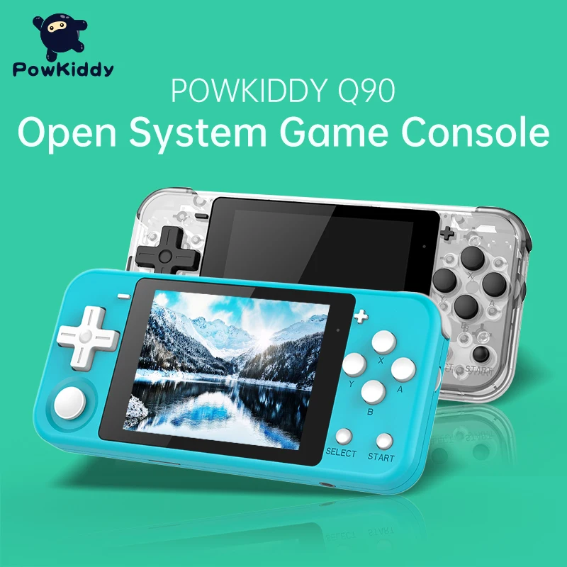 POWKIDDY Q90 3-inch IPS screen Handheld console dual open system  game console 16 simulators retro PS1 kids gift 3D new games