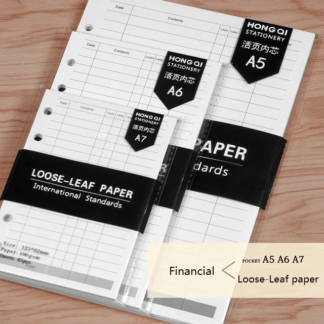 A5/A6/A7 Spiral Notebook Agenda Monthly Weekly Planner 45 Sheets Six Hole Standard Loose-Leaf Paper Office School Stationery finance