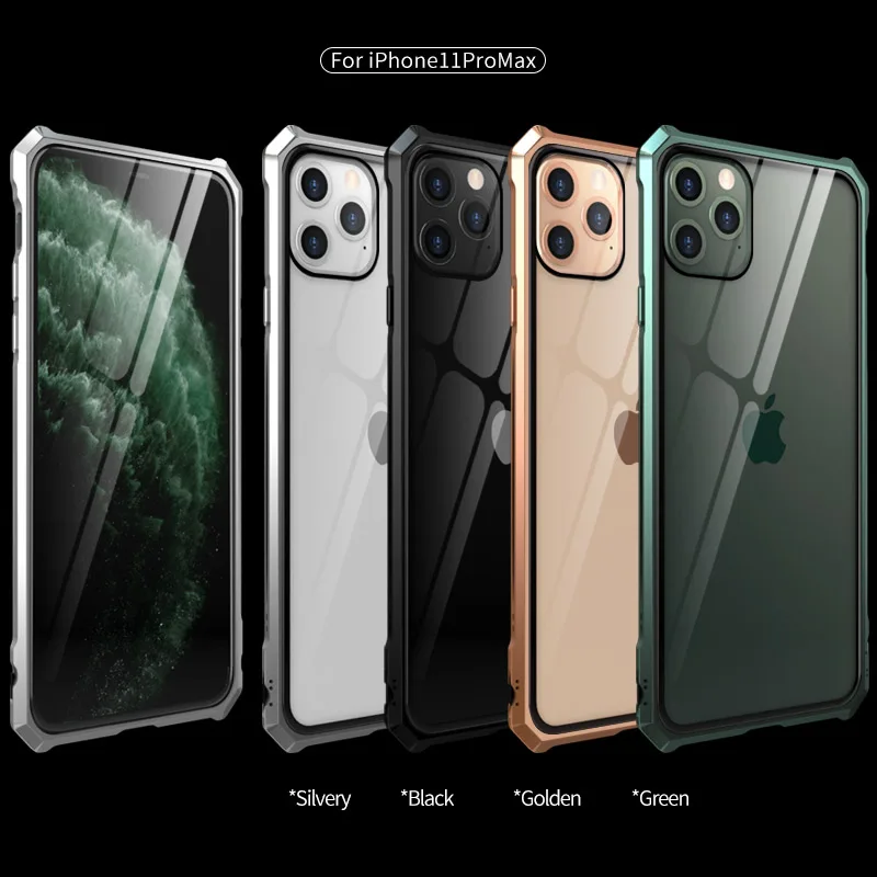 Роскошный металлический чехол для iphone 11 Pro Max прозрачная задняя крышка из