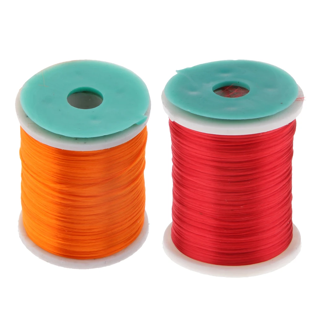 2Pcs 210 Denier Fly Tying Thread Fishing Flies Streamer Tying Accessory 250m Orange Red