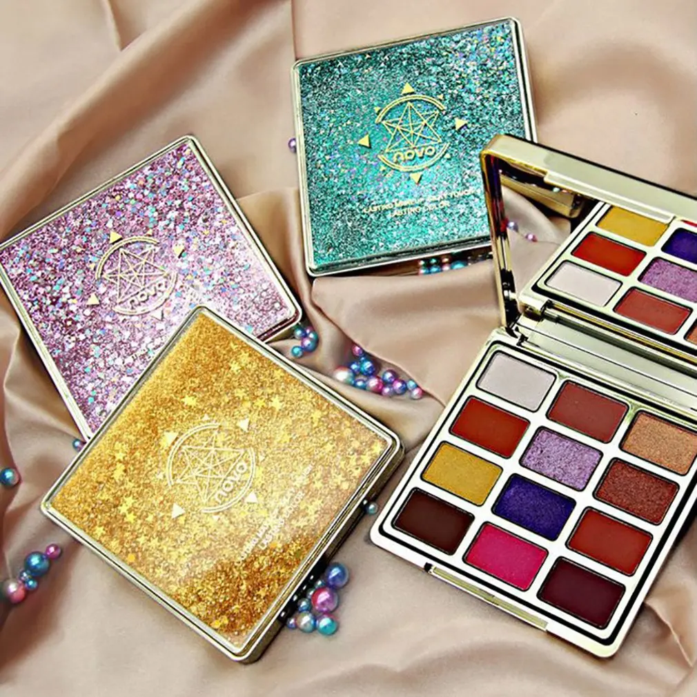 

12-color Eyeshadow Tray Make-up Mirrored Quicksand Eyeshadow Glamorous Eyes Shining Shimmer Glitter Eye Shadow Beautiful