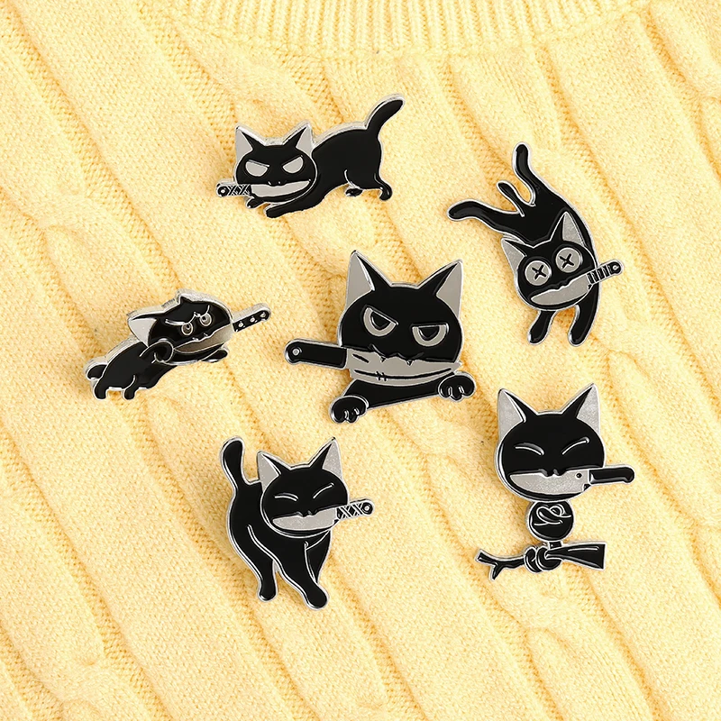 Broches Esmaltados De Gatos Preto E Branco, Broches De Gatos, Mochila De  Desenho Animado, Presentes De Joias Para Amigos - Broches - AliExpress