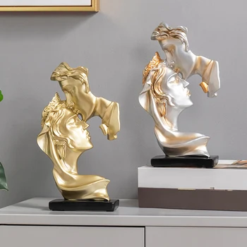 

Desk Ornament Creative Kissing Couple Modeling Abstract Sculpture Fashion Table Ornament Home Office Resin Tabletop Decoration