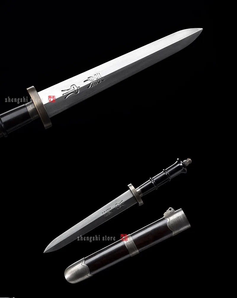 Handforged Tanto Sword Folded Steel Blade Sharp Edge Letter Opener Home Decor Wooden Scabbard Black Color