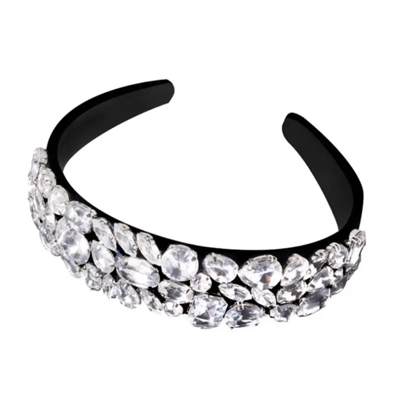 

Fashion Women Wideside Headband Luxury Rhinestone Decor Head Hoop Hair Band