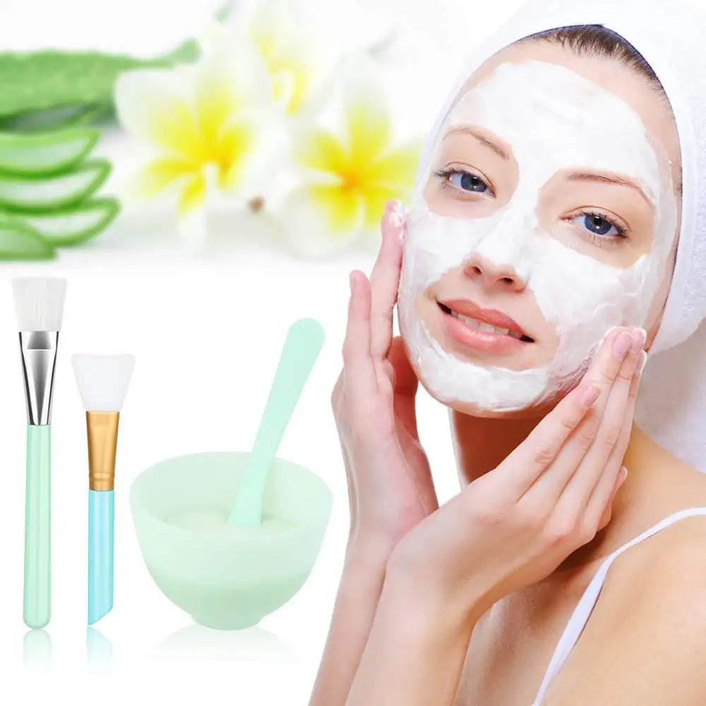 

YBLNTEK 4PCS Face Mask Mixing Bowl Set Silicone Bowl of Masks Facial Mask Brush Stick DIY Beauty Makeup Cosmetology Devices