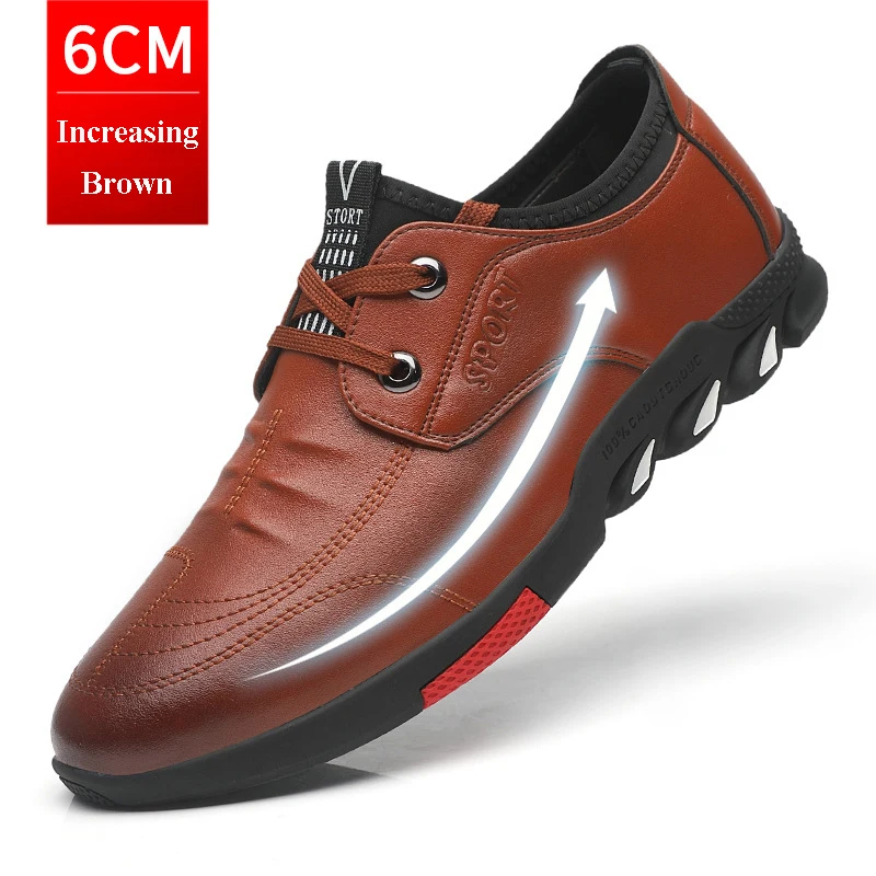 increasing shoes Merkmak/кожаная мужская повседневная обувь; классическая деловая обувь на плоской подошве на шнуровке; модная обувь в британском стиле, увеличивающая рост; большие размеры - Цвет: increasing shoes
