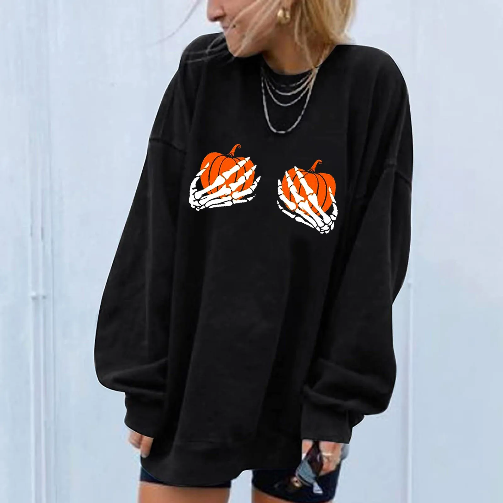 Funny Witch Print Women Halloween Sweatshirt Women Long Sleeve Winter Crewneck Tops Female Sweatshirt Oversized Casual Moletom 1