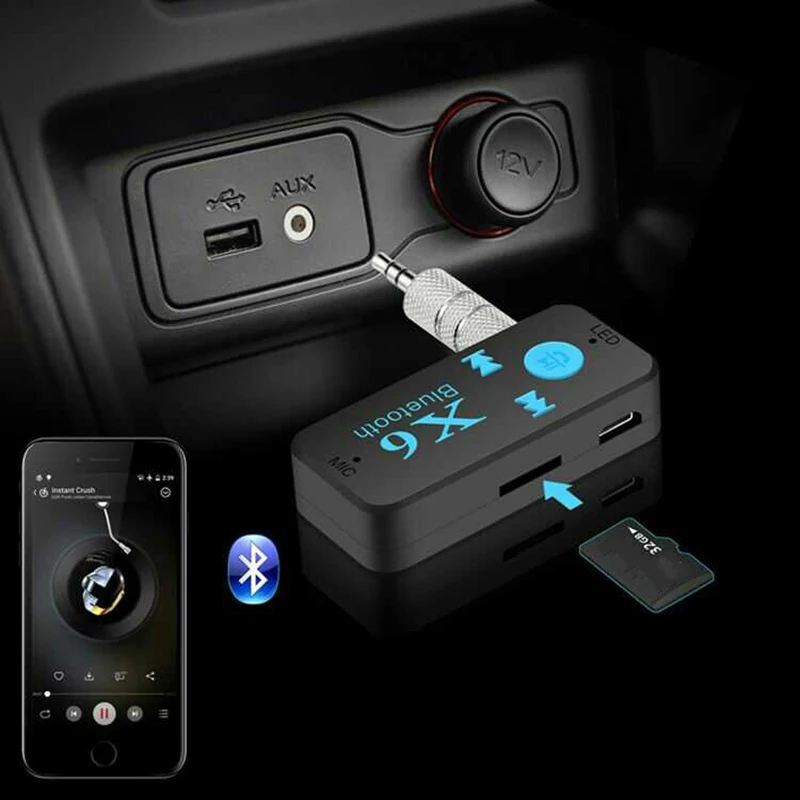 

3.5MM Jack AUX Audio MP3 Music Bluetooth Receiver Car Kit Wireless Handsfree Speaker Headphone Adapter Hands Free Calling TF