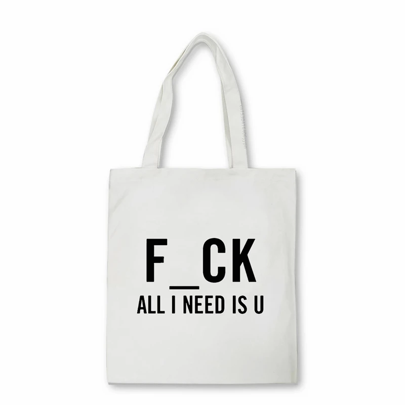All I Need is U Shoulder Bag Funny Letter Print Teenager Students canvas bag Original Design Women Kawaii Stylish Handbag