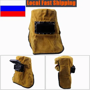 

Head Wear Leather Welding Helmet Protective Mask Flip Insulation Splash Protection Hood Helmet High Temperature Resistance in RU