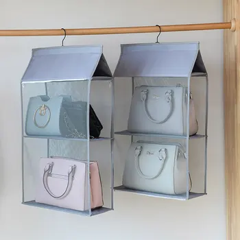 

2PCS Two-layer Washable Drustproof Oxford Closet Storage Bag Wardrobe Hanging Assembled Built-in Storage Bag Holder With Zipper