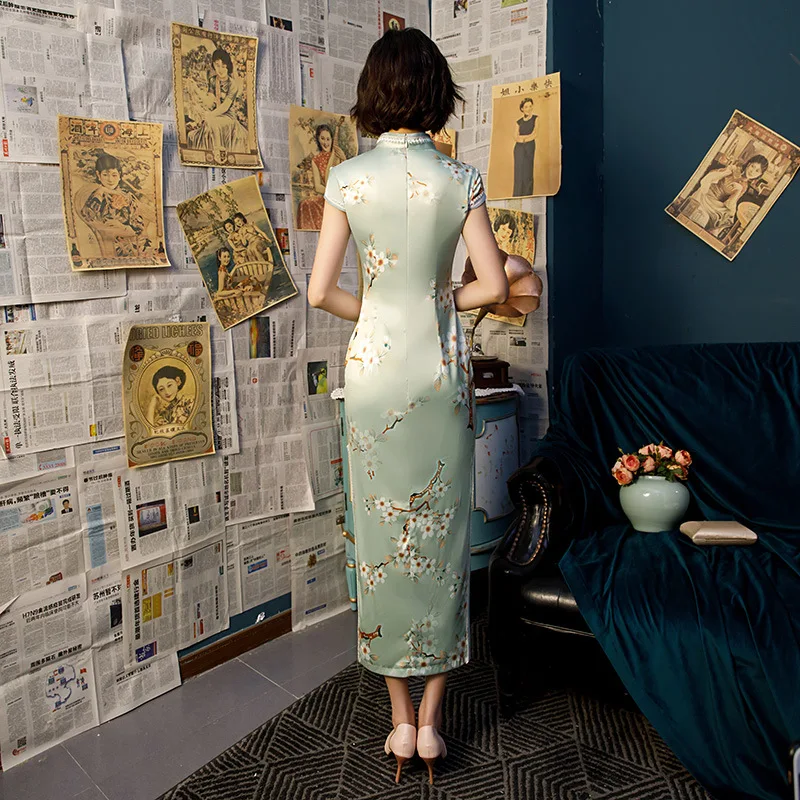 Винтажный китайский воротник Qipao модный принт Qipao Новинка тонкий короткий рукав Улучшенный чёнсам Vestidos плюс размер S-4XL