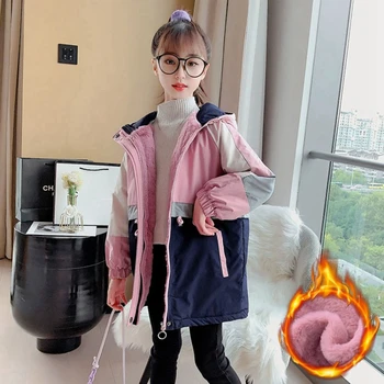 

CROAL CHERIE Fleece Kids Jacket For Girls Boys Coat Long Style Clothes Children Winter Outerwear Windbreakers Winter Parkas