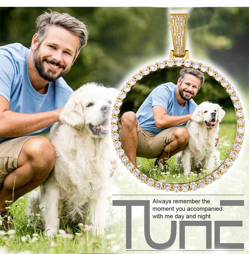 유니섹스 라운드 메모리 메달리온 펜던트 사용자 정의 사진, 남성 힙합 쥬얼리