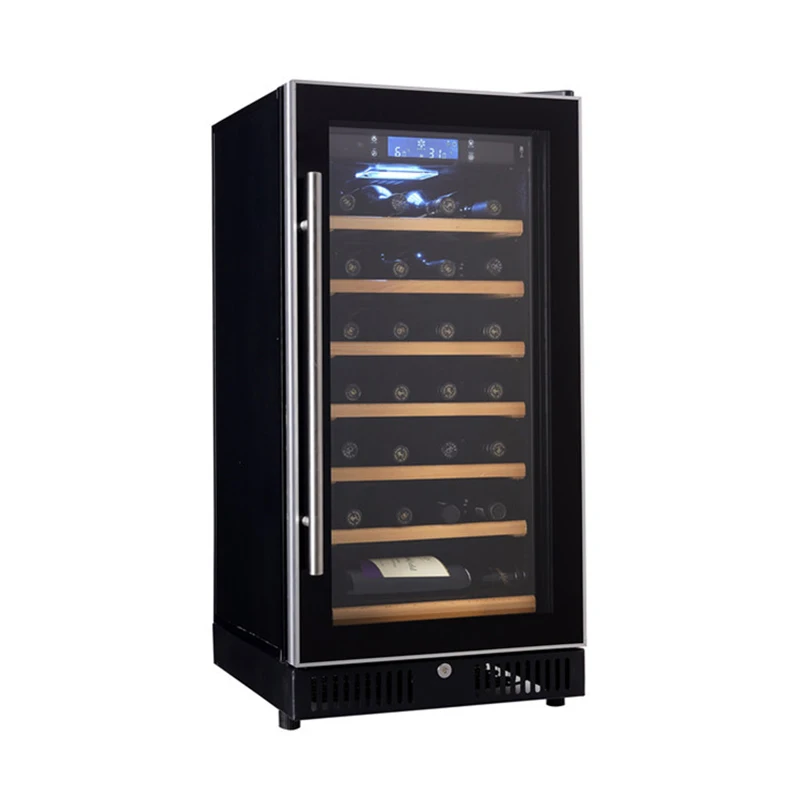 

220-240V Wine Cooler 80L Thermostatic Single Door Wine Cooler, Air-cooled Household Wine Refrigerator, Beech Shelf H28BD