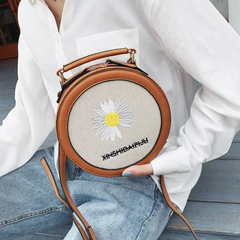 

Fashion embroidery round ladies luxury brand handbag crossbody bags for women bolsos mujer bags for women 2020 women bag
