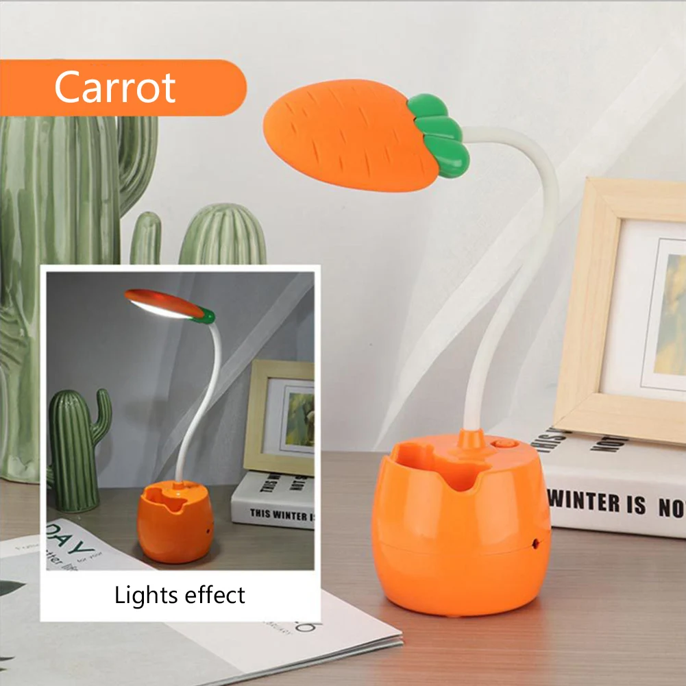 Carrot Стиль отличительные 4 узор Прекрасный Фрукты USB перезаряжаемые светодиодный настольная лампа для детей чтения Кабинета прикроватная гостиная - Цвет корпуса: Carrot