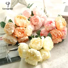 Lovegrace Свадебный букет невесты искусственный шёлковый Пион цветок DIY украшения для дома вечерние настольные украшения свадебные принадлежности