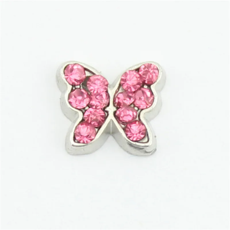 Silver Plated October Crystal Butterfly Charms Pendants For Jewelry