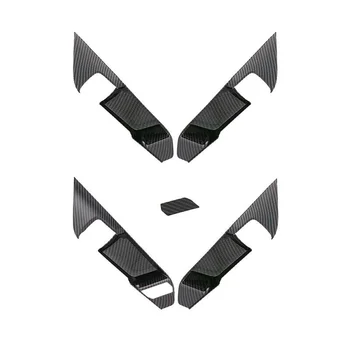 

Car Door Handle Trim Auto Interior Inner Carbon Fiber Black ABS Cover Parts
